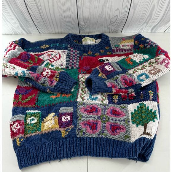 RARE Fairfield Hand Knit Girls Sweater Fairy Tales Goose Sz 10-12 (READ) - Picture 1 of 10
